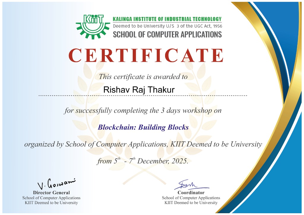 Blockchain: Building Blocks Certificate