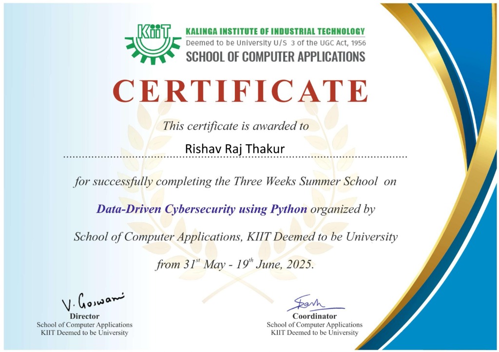 Data-Driven Cybersecurity using Python Certificate